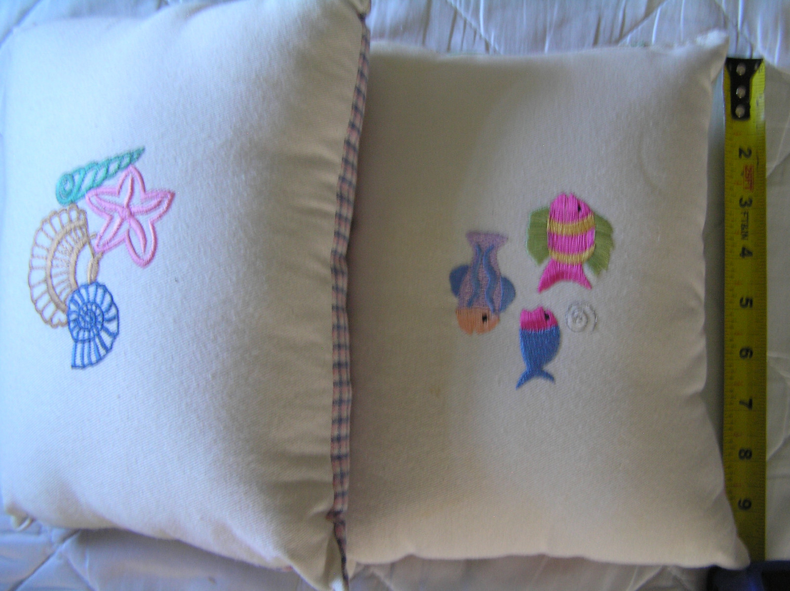 TWO SMALL DECRATIVE PILLOWS 10X7 BEACH THEME