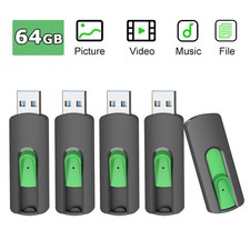 5PCS 64GB USB 2.0 Flash Drive Thumb Pen Drive Retractable Portable U-Disk for PC