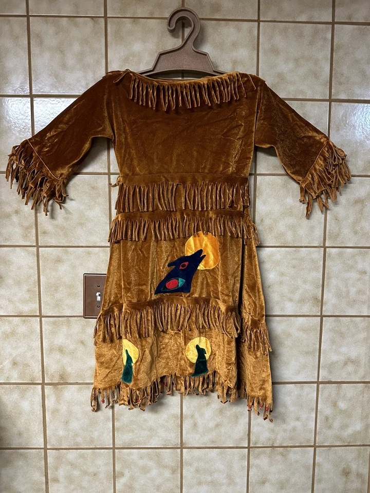 女式/青少年女孩丝绒狼月服装,条纹,珠子尺寸 Sm — 第 2/4 张图片