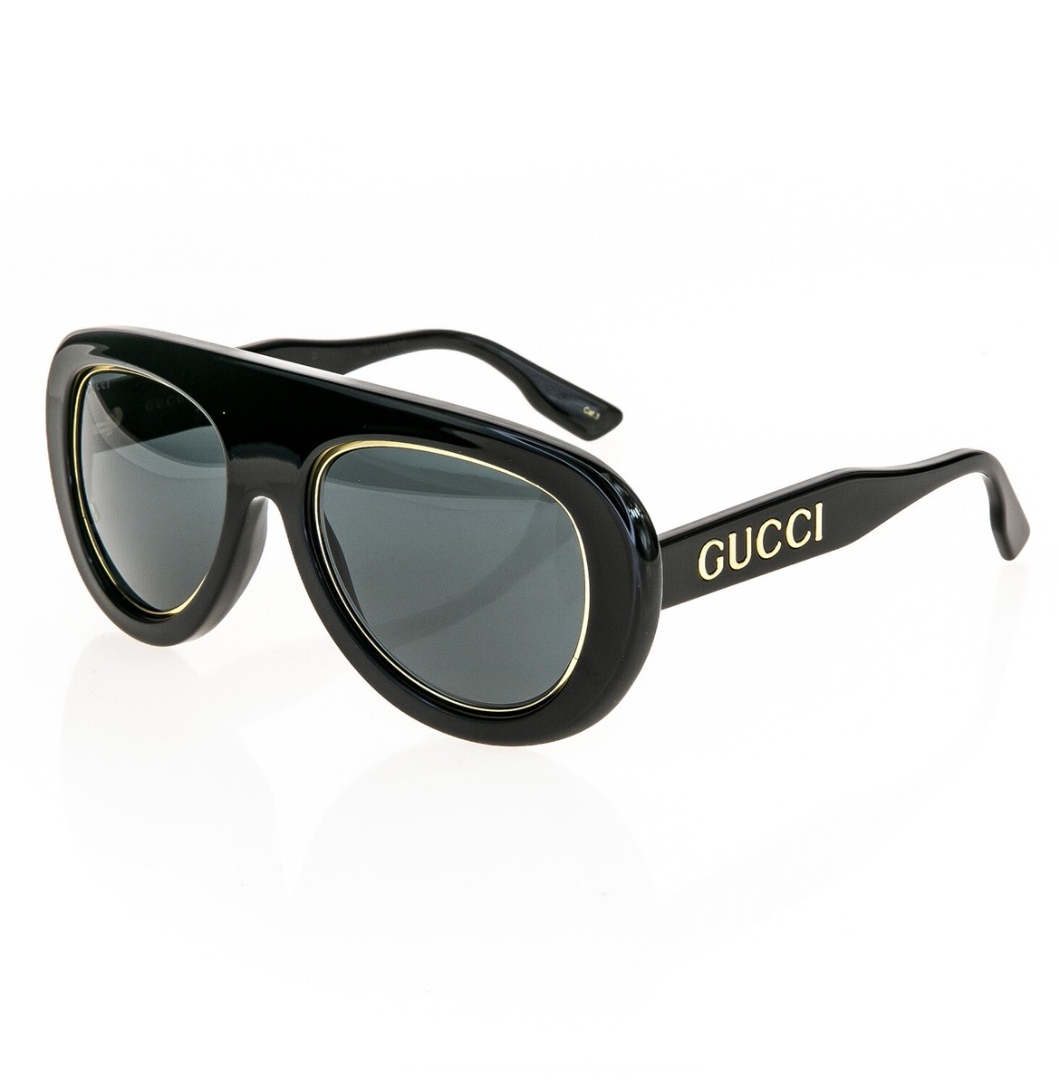 GUCCI ARIA 1152 Black Gold 001 Navigator Sunglasses GG1152S Unisex