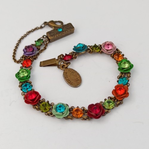 Michal Negrin Bracelet Colorful 3D Roses Enamel Crystals Romantic Vintage Dainty - Picture 15 of 22
