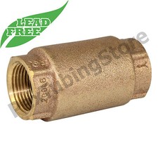 1-1/4" NPT Threaded In-Line Brass Spring Check Valve, LEAD-FREE