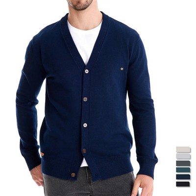 2024 New Autumn Cotton Cardigan Sweater Men Casual Single Breasted Soli