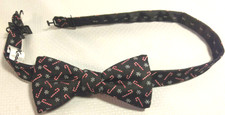 Christmas Bow Tie Candy Canes Mens Bowtie Adjustable To 28"