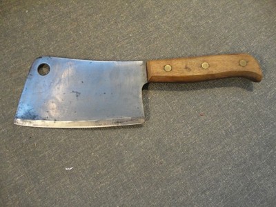 Vintage Dunlap Wooden Handle Butchers Cleaver 6'' blade 11'' overall length