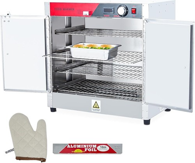 #ad 4 Tier Hot Box Food Warmer 850W Stainless Heated Cabinetamp;Water Tray Double Door $340.83