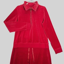 Vintage Victoria Secret Plush & Lush Loungewear Set Womens XL Red Velour 90s Y2K