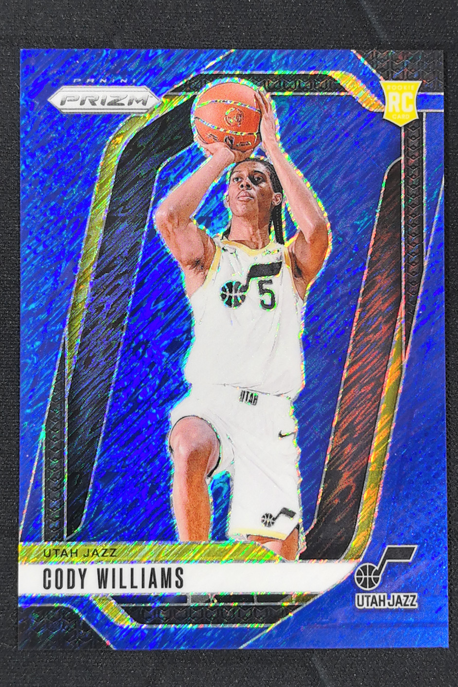 2024-25 Panini Prizm Cody Williams Blue Shimmer Rookie RC /35 #232 Jazz