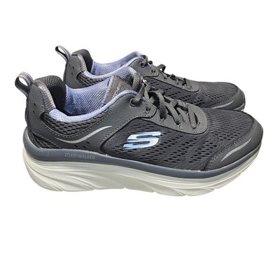 Skechers DLux Walker Womens 7.5 Charcoal Gray Purple Relaxed Fit Shoes 149023