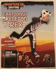 Halloween Costume Skeleton T-Rex Cartoonish Child size Small 5-7 yr boys girls