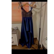 Formal Mother of the bride/bridemaids Navy Blue Sparkly Embellished Asymmetrical