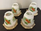Vintage Lusterware Floral Milk Glass Ruffled Ceiling Fan Lamp Shade Set of 4