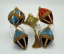 Vintage Harry & David Christmas Ornament Lot of 5 Velvet Fabric Handcrafted