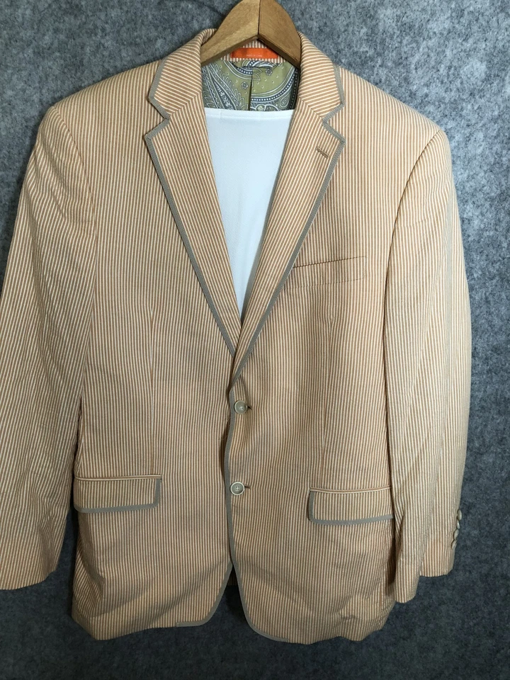 Blazer Tallia Para Hombres 40R Abrigo Deportivo a Rayas Forro de Cachemira Chaqueta Foto 3 de 4