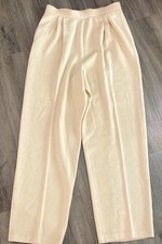 ST John Women  s Size 6 Santana Wool Buckle Knit Beige Pleated Pants With Pockets