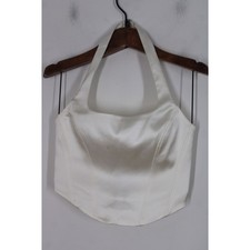 NWD Wilfred S DUSK Light Birch Ivory Halter Corset Top Satin Bustier Aritzia