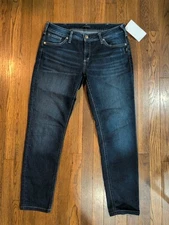 Silver Jeans Co. Women's Boyfriend lightly Distressed Jeans Sz 32 x 29 Dark Fade