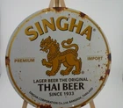 Singha Thai Beer Retro Metal Tin Sign Round 8x8 Vintage Style Bar Decor