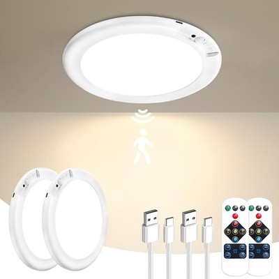 GMOX Rechargeable Motion Sensor Ceiling Light 2/4Pack with Remote