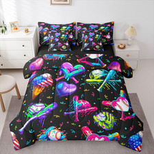 Kids Baseball Cream 7 Piece Bedding Set Queen Size Ice Cooling Bed in a Bag for