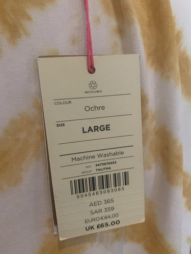 RRP£65 BNWT Monsoon Artisan Tie Dyed Beach Dress Sz Large- Ochre - Picture 9 of 11