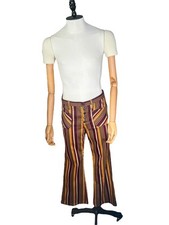 1970s Montgomery Ward Striped Red, Orange, Brown Bell Bottoms - Size 38