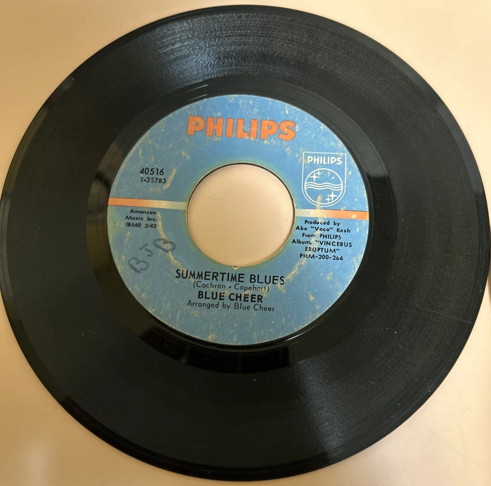 2 (Two) Blue Cheer 45 RPM Records Just A Little Bit and Summertime Blues Philips - Image 3 of 4