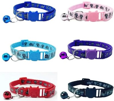 Cat Dog Adjustable Breakaway Puppy Kitten Pet Collar With Bell Cat Mouse Prints