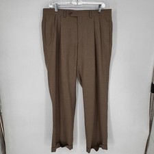 Lauren Ralph Lauren Dress Pants Men 34W x 30L Brown Pleated Cuffed Trousers