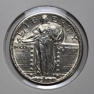 1917 S Standing Liberty Quarter Type 2 XF