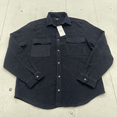 Reiss Navy Blue Camber Cotton Moleskin Double Pocket Button Up Mens Size XXL New