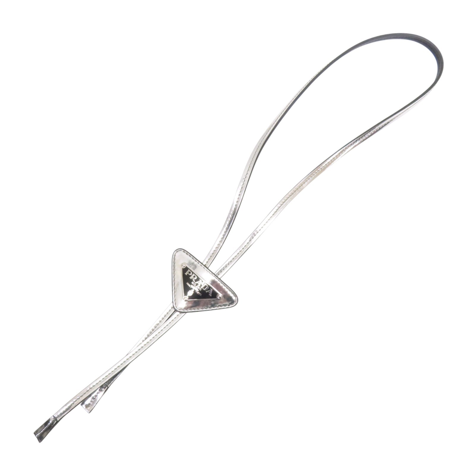 PRADA Silver Leather Neck Holder Necklace Charm Strap 6X900 thumbnail 3