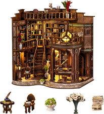 DIY Book Nook Kit, 3D Wooden Puzzle Miniature Booknook Bookend Bookshelf Decor