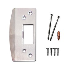 Reinforced Door Strike Plate Enlarged Hole Security Repair Satin Nickel
