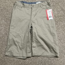 Boys Chaps Khaki Stretch Flat Front Shorts Sz 14 Regular