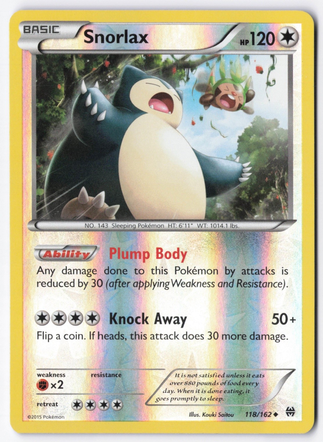 Snorlax Reverse Holo Uncommon XY - BREAKthrough 118/162 NM