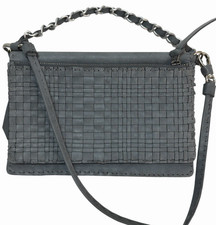 Borsa HENRY BEGUELIN grigia intrecciata davanti in pelle con manico a catena - ottima