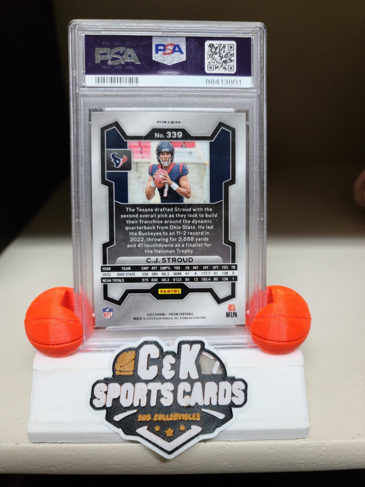 2023 Panini Prizm Rookies C.J. Stroud #339 Lazer Prizm (RC) PSA Graded GEM MT 10 view 2