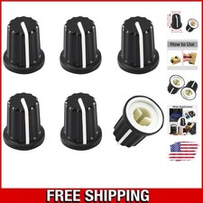5Pcs 6mm D Type Potentiometer Knobs for Electric Guitar - Black Replacement