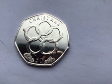 Isle of Man 2025 Christmas 50p Five Gold Rings. Uncirculated Coin .