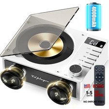 4000mAh Rechargeable CD Player with Bluetooth CD Player Wtih Dual Big white