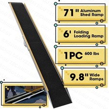 VNN 71" Aluminum Shed Ramps 1PC 6' Long Loading Ramp for Lawn Mower 600lbs Black