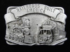 RG07120 NOS VINTAGE 1984 RAILROADS BUILT AMERICA COMMEMORATIVE BELT BUCKLE