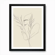 Line Drawing Of A Woman Art Print Framed Wall Art Poster Canvas Print Picture