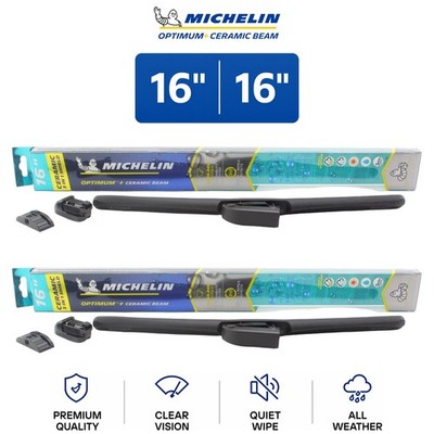 Michelin Optimum+ Ceramic Beam 16''/16'' Wiper Blade Set 2-Pc For Chevette 76-87