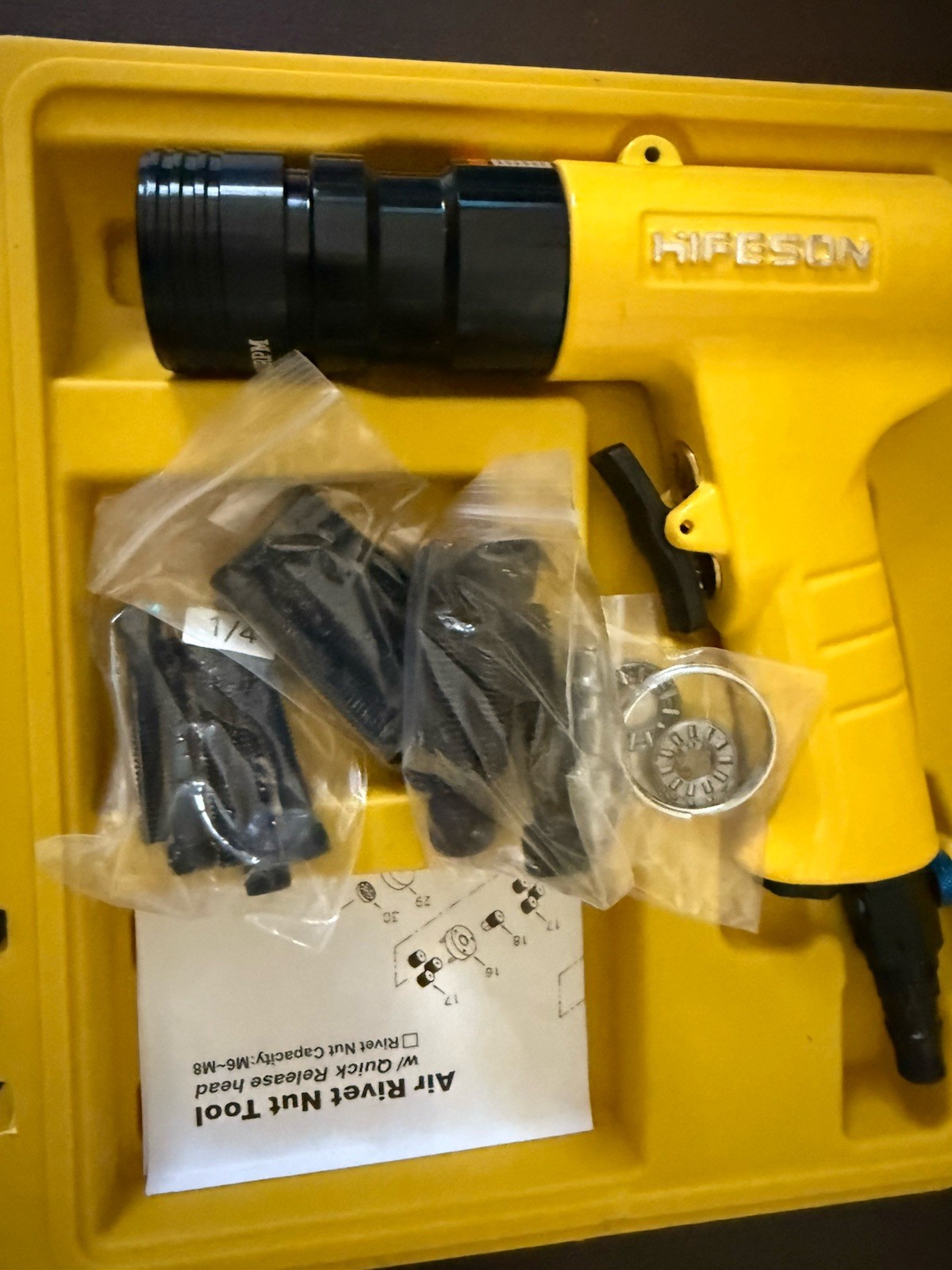 HIFESON Pneumatic Rivet Nut Gun with 1/4 & 5/16 & 3/8 Self-Locking Head Gun