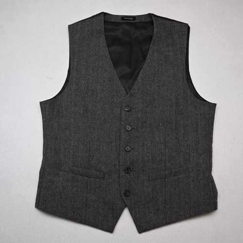 Ruth Boaz Medium M Gray Herringbone Wool Tweed Wedding Prom Suit Waistcoat Vest