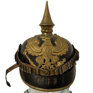 WWI Imperial German Officer Grade Pickelhaube Helmet Leather Spiked Prussian