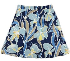 J McLaughlin Skirt Catalina Cloth Pull On Blue Floral A-Line Golf Size XS