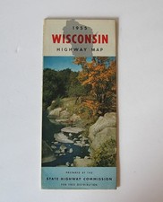 Vintage 1955 Wisconsin Vehicle Road Travel Ma...
